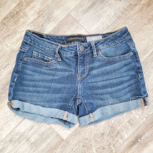 Aeropostale Pants - Aeropostale Midi Cuffed and Faded Jean Shorts 0
